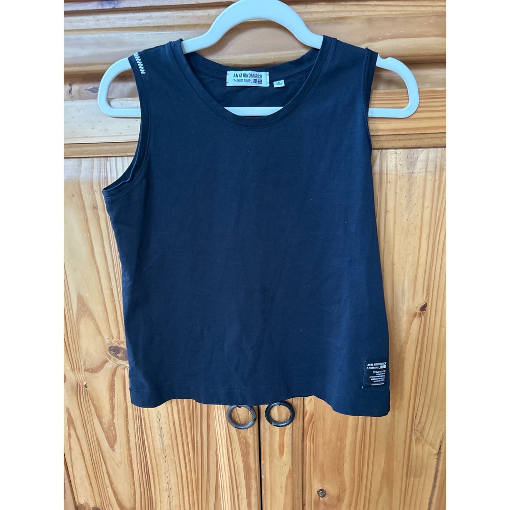 Anya Hindmarch x Uniqlo Eyes Sleeveless T-Shirt Black Tank Top Women Medium